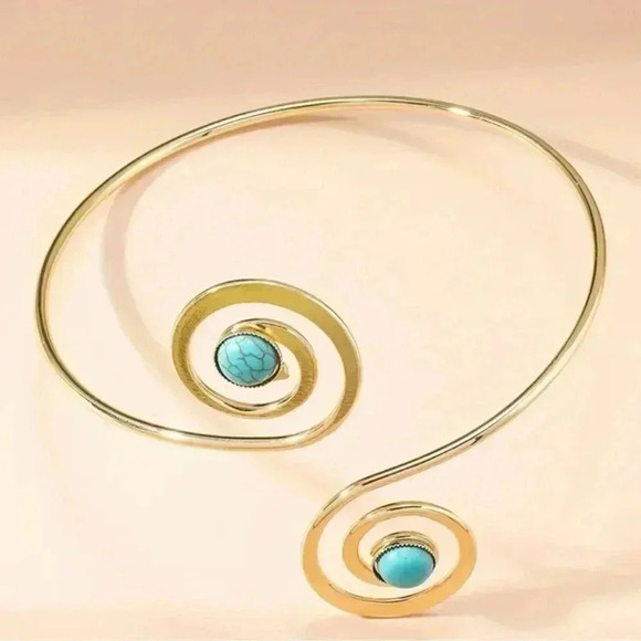 Boho armband. Turquoise arm ring bangle bracelet for daily wear adjustment - Picture 2 of 3